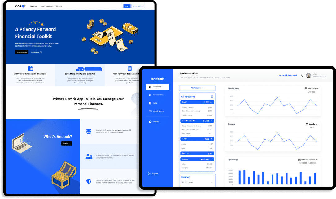 Andook financial toolkit website design